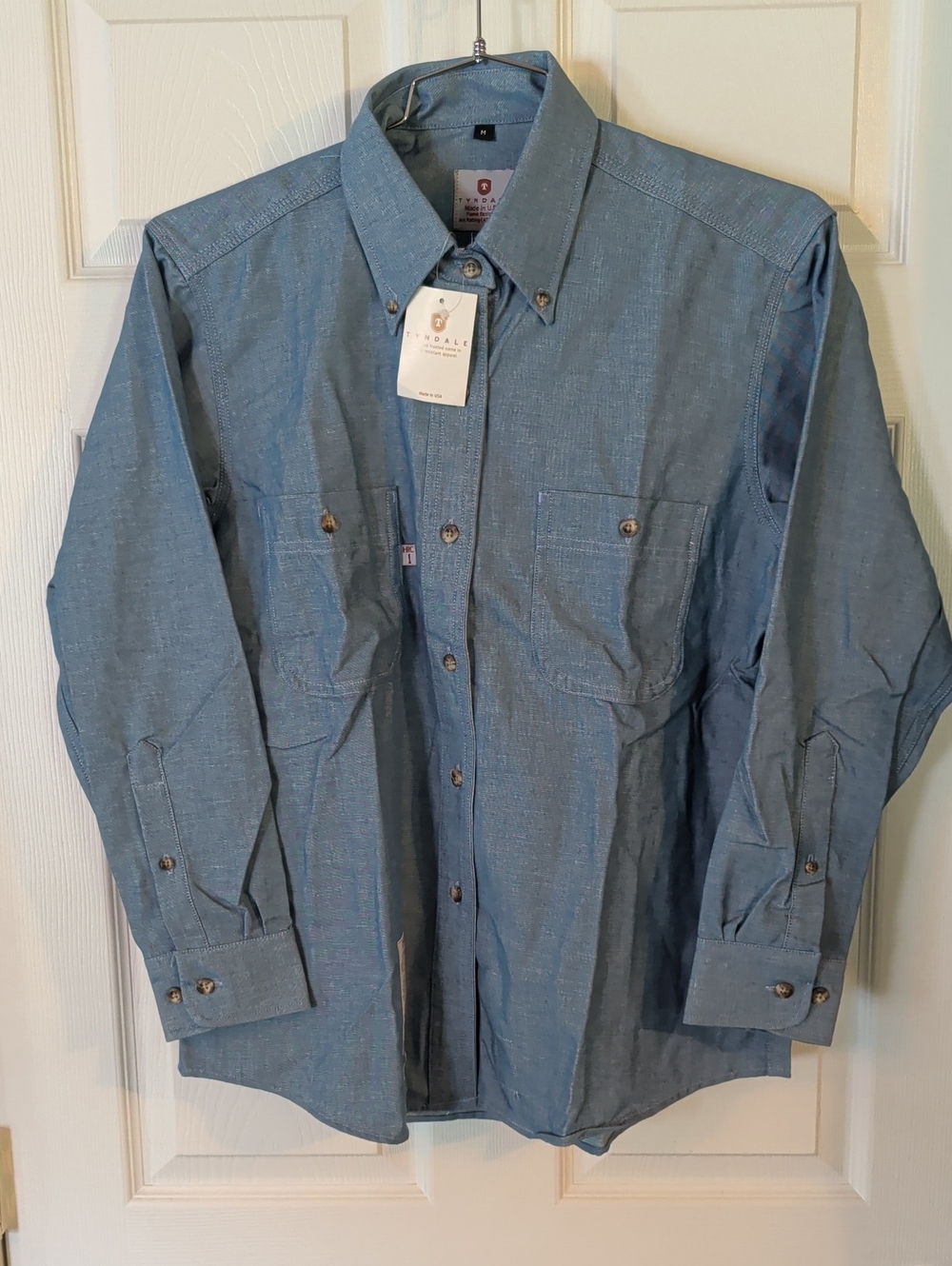 Men's Tyndale Indura NWT FR Blue Button Down HRC21 USA Made Welding Work Shirt